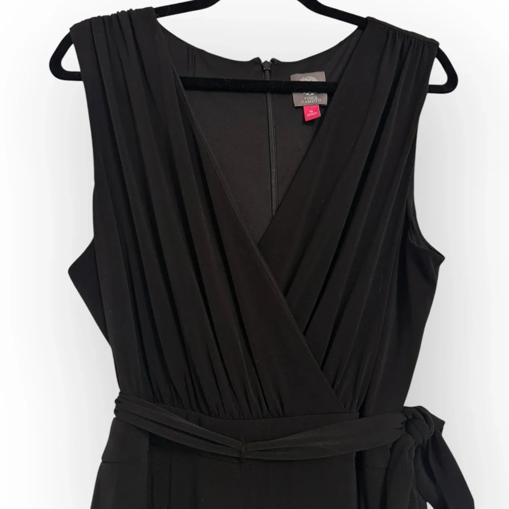 VINCE CAMUTO Faux Wrap Wide-Leg Jersey Jumpsuit, XL, Black - Picture 5 of 16